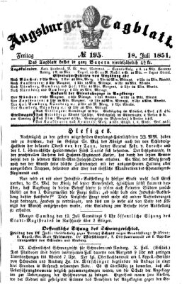 Augsburger Tagblatt Freitag 18. Juli 1851