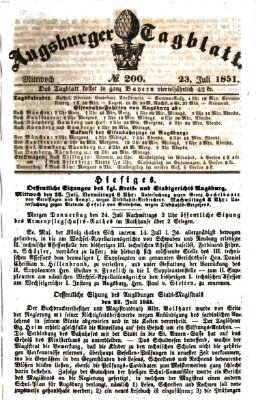 Augsburger Tagblatt Mittwoch 23. Juli 1851