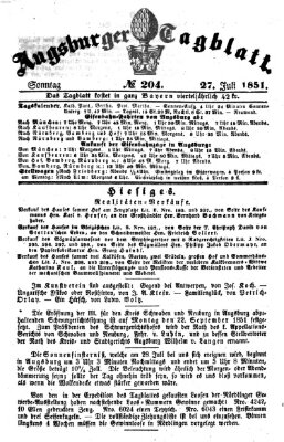 Augsburger Tagblatt Sonntag 27. Juli 1851