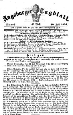 Augsburger Tagblatt Mittwoch 30. Juli 1851