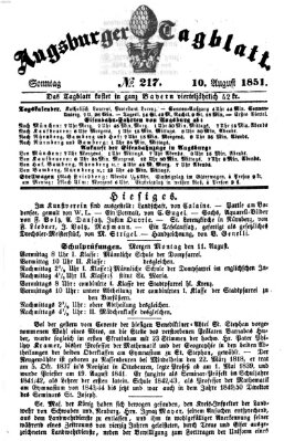 Augsburger Tagblatt Sonntag 10. August 1851