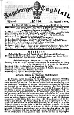 Augsburger Tagblatt Mittwoch 13. August 1851