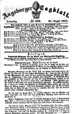 Augsburger Tagblatt Donnerstag 21. August 1851