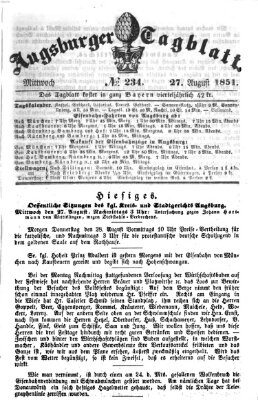 Augsburger Tagblatt Mittwoch 27. August 1851