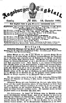 Augsburger Tagblatt Samstag 13. September 1851