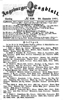 Augsburger Tagblatt Samstag 20. September 1851