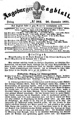 Augsburger Tagblatt Freitag 26. September 1851