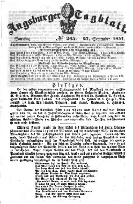 Augsburger Tagblatt Samstag 27. September 1851