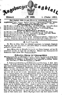 Augsburger Tagblatt Mittwoch 1. Oktober 1851