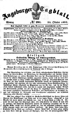 Augsburger Tagblatt Montag 13. Oktober 1851