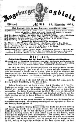 Augsburger Tagblatt Mittwoch 12. November 1851