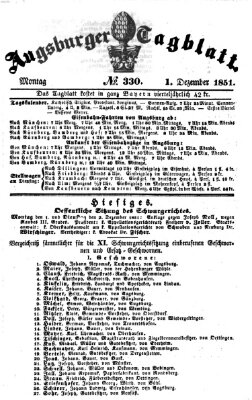 Augsburger Tagblatt Montag 1. Dezember 1851