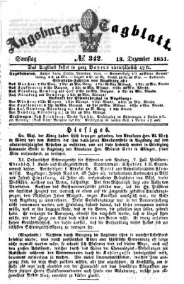 Augsburger Tagblatt Samstag 13. Dezember 1851