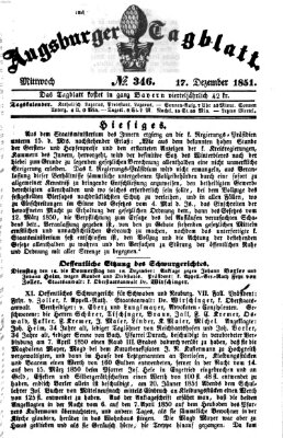 Augsburger Tagblatt Mittwoch 17. Dezember 1851