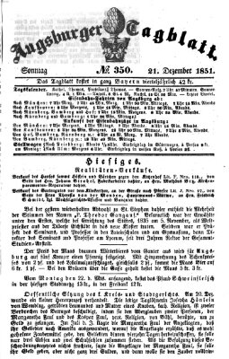 Augsburger Tagblatt Sonntag 21. Dezember 1851