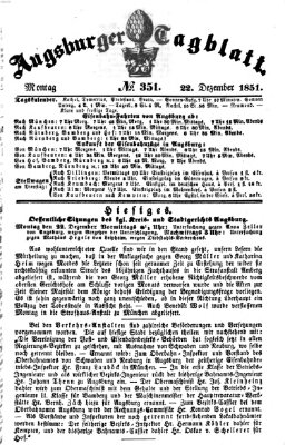 Augsburger Tagblatt Montag 22. Dezember 1851