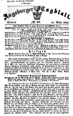 Augsburger Tagblatt Mittwoch 17. März 1852