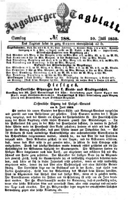 Augsburger Tagblatt Samstag 10. Juli 1852