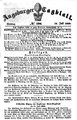 Augsburger Tagblatt Sonntag 18. Juli 1852