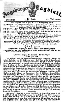 Augsburger Tagblatt Donnerstag 22. Juli 1852