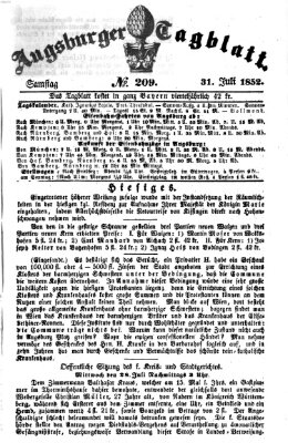 Augsburger Tagblatt Samstag 31. Juli 1852