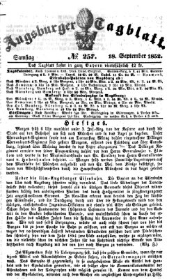Augsburger Tagblatt Samstag 18. September 1852