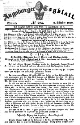 Augsburger Tagblatt Mittwoch 6. Oktober 1852