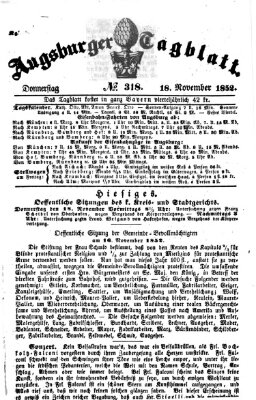 Augsburger Tagblatt Donnerstag 18. November 1852