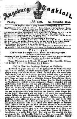 Augsburger Tagblatt Dienstag 30. November 1852