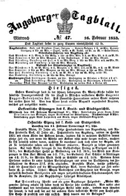 Augsburger Tagblatt Mittwoch 16. Februar 1853