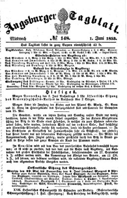 Augsburger Tagblatt Mittwoch 1. Juni 1853