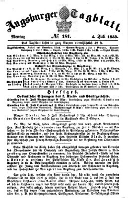 Augsburger Tagblatt Montag 4. Juli 1853