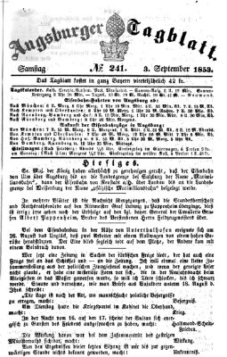 Augsburger Tagblatt Samstag 3. September 1853