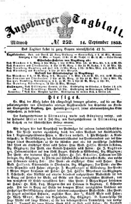 Augsburger Tagblatt Mittwoch 14. September 1853