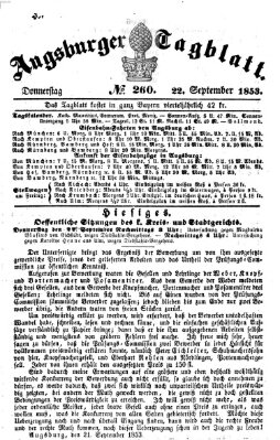 Augsburger Tagblatt Donnerstag 22. September 1853