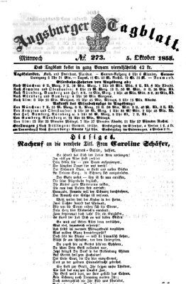 Augsburger Tagblatt Mittwoch 5. Oktober 1853