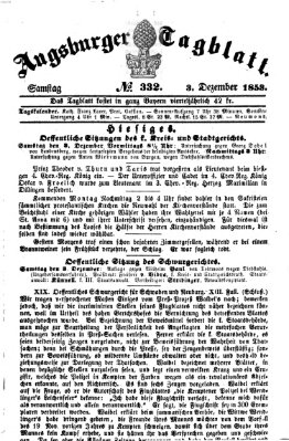 Augsburger Tagblatt Samstag 3. Dezember 1853