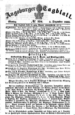 Augsburger Tagblatt Montag 5. Dezember 1853