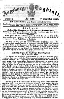 Augsburger Tagblatt Mittwoch 7. Dezember 1853