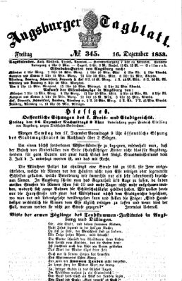 Augsburger Tagblatt Freitag 16. Dezember 1853