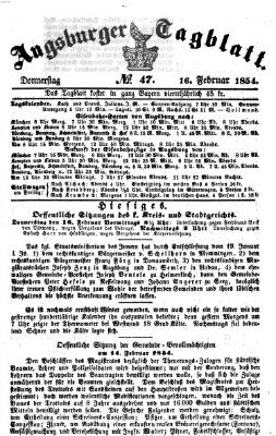 Augsburger Tagblatt Donnerstag 16. Februar 1854