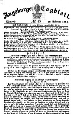 Augsburger Tagblatt Mittwoch 22. Februar 1854