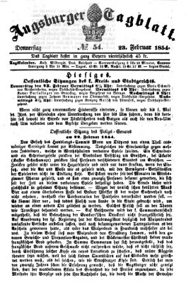 Augsburger Tagblatt Donnerstag 23. Februar 1854