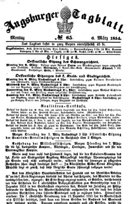 Augsburger Tagblatt Montag 6. März 1854