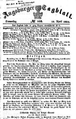 Augsburger Tagblatt Donnerstag 13. April 1854