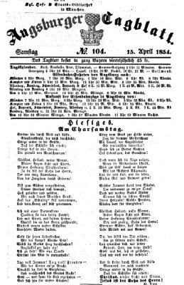 Augsburger Tagblatt Samstag 15. April 1854