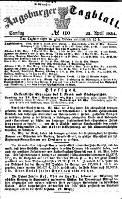 Augsburger Tagblatt Samstag 22. April 1854