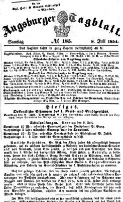 Augsburger Tagblatt Samstag 8. Juli 1854