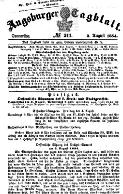 Augsburger Tagblatt Donnerstag 3. August 1854