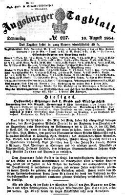 Augsburger Tagblatt Donnerstag 10. August 1854